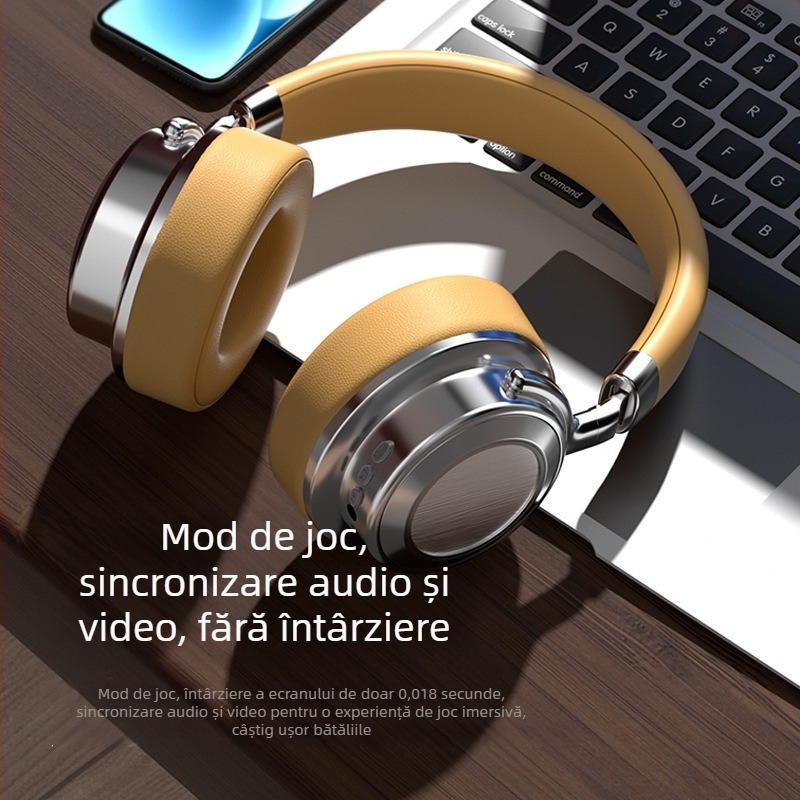 Set de căști Bluetooth fără fir cu Bluetooth 5.0, rază de 10 m, autonomie peste 8 ore, corp din aliaj de aluminiu, IPX6 rezistență la apă