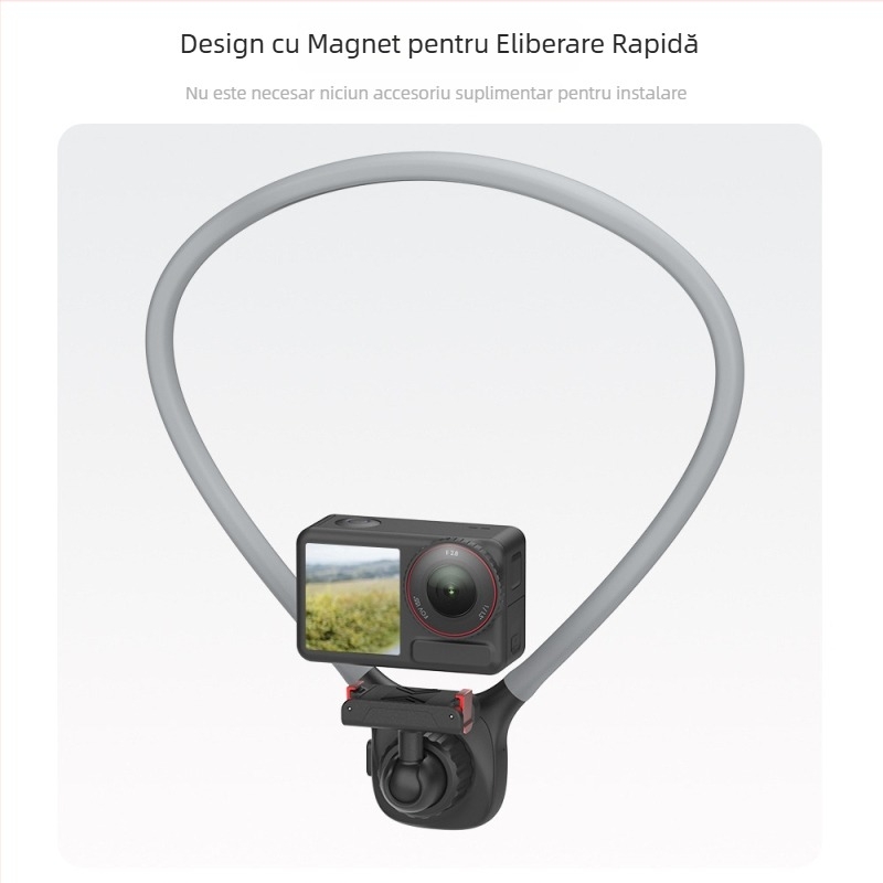 YLTECH Suport pentru gât pentru cameră cu ventuză magnetică și eliberare rapidă, compatibil GoPro, DJI, Insta360, camere fără oglindă, compacte și smartphone-uri