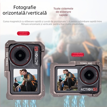 TENGLANG TL-A1 Cadru protector metal pentru DJI Osmo Action 5 Pro/4/3 – aliaj de aluminiu, oțel inoxidabil și silicon