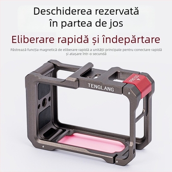 TENGLANG TL-A1 Cadru protector metal pentru DJI Osmo Action 5 Pro/4/3 – aliaj de aluminiu, oțel inoxidabil și silicon