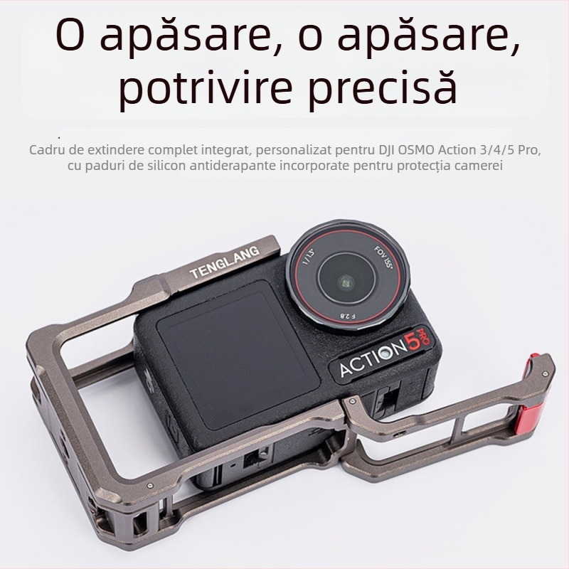 TENGLANG TL-A1 Cadru protector metal pentru DJI Osmo Action 5 Pro/4/3 – aliaj de aluminiu, oțel inoxidabil și silicon