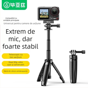 Stativ cu tijă manuală pentru cameră de acțiune, panoramă 360°, aliaj de aluminiu, model Js24