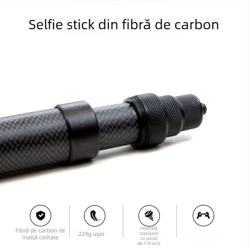Stick de selfie din fibră de carbon pentru Insta360 X3/X4/X5 – tijă extensibilă