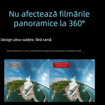 Insta360 X5/X4/X3 Shadow Stone protecție lentile, sticlă temperată, PC optic, model ISX4-BHJ-BL, logo personalizabil