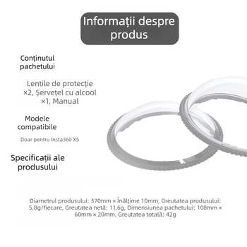 Insta360 X5/X4/X3 Shadow Stone protecție lentile, sticlă temperată, PC optic, model ISX4-BHJ-BL, logo personalizabil