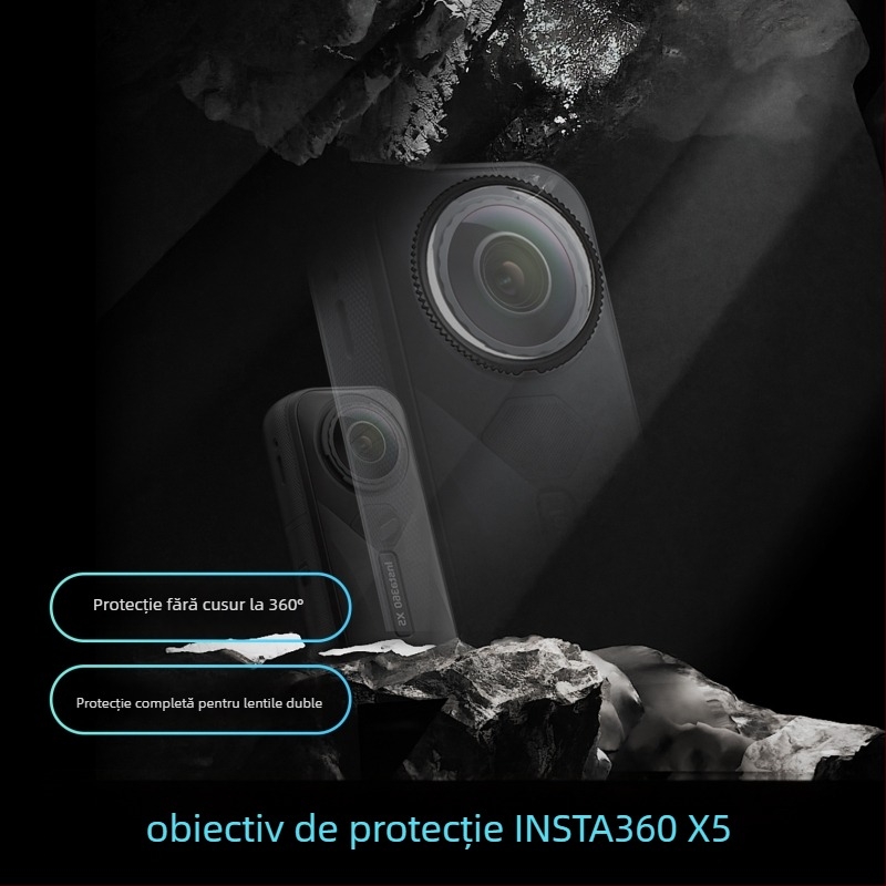 Insta360 X5/X4/X3 Shadow Stone protecție lentile, sticlă temperată, PC optic, model ISX4-BHJ-BL, logo personalizabil