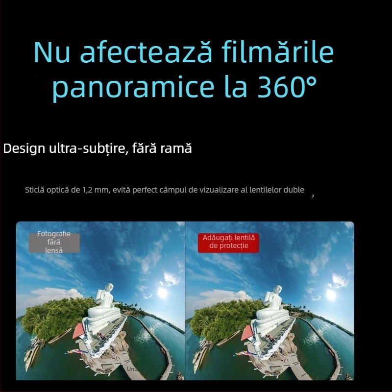 Insta360 X5/X4/X3 Shadow Stone protecție lentile, sticlă temperată, PC optic, model ISX4-BHJ-BL, logo personalizabil