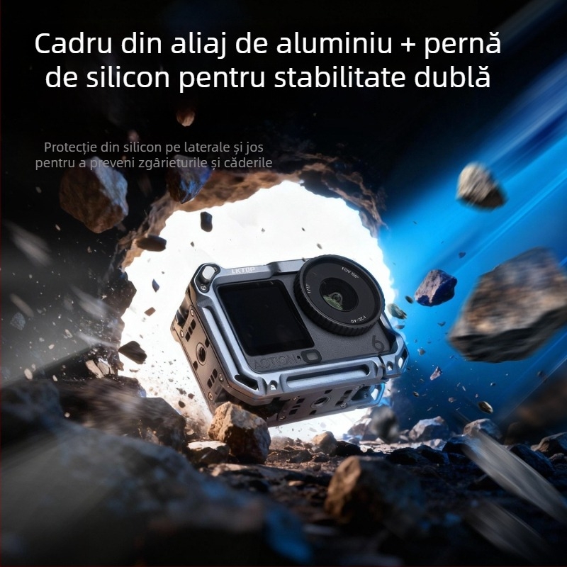Ramă de protecție din aliaj de aluminiu pentru Osmo Action 6, design cușcă de iepure cu deschidere dublă, model AC-001, include: o cușcă de iepure