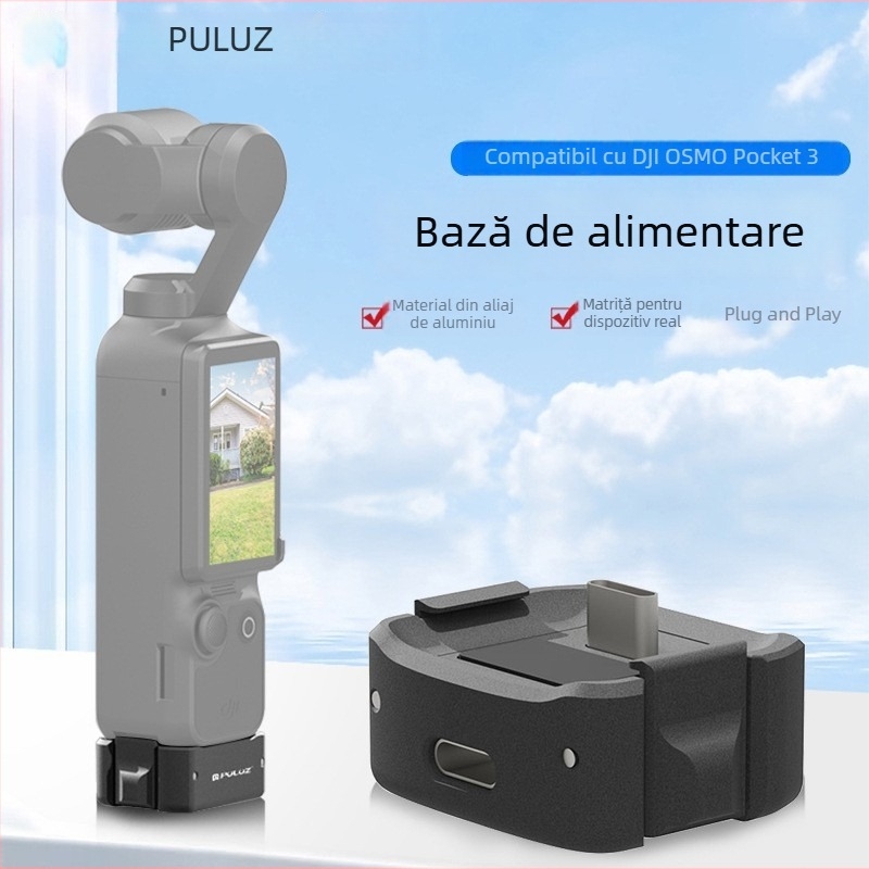 Bază de încărcare pentru DJI Osmo Pocket 3 – interfață dublă, aliaj de aluminiu, model PU897, Puluz Fat Cow