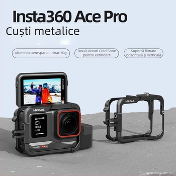 HepAil AC-25 Ramă de protecție din aluminiu pentru Insta360 Ace/Ace Pro — Suport pentru fotografiere orizontală și verticală