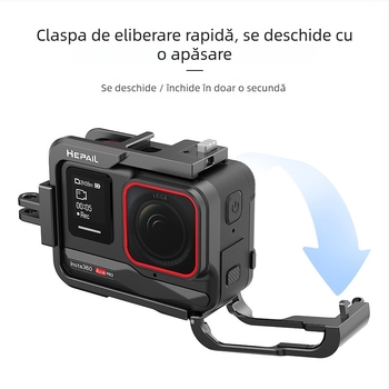 HepAil AC-25 Ramă de protecție din aluminiu pentru Insta360 Ace/Ace Pro — Suport pentru fotografiere orizontală și verticală