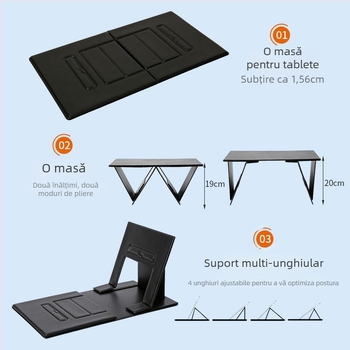 Suport pliabil pentru laptop și tabletă – placă din piele cu densitate înaltă, greutate 1100 g, compatibilitate universală, model 11