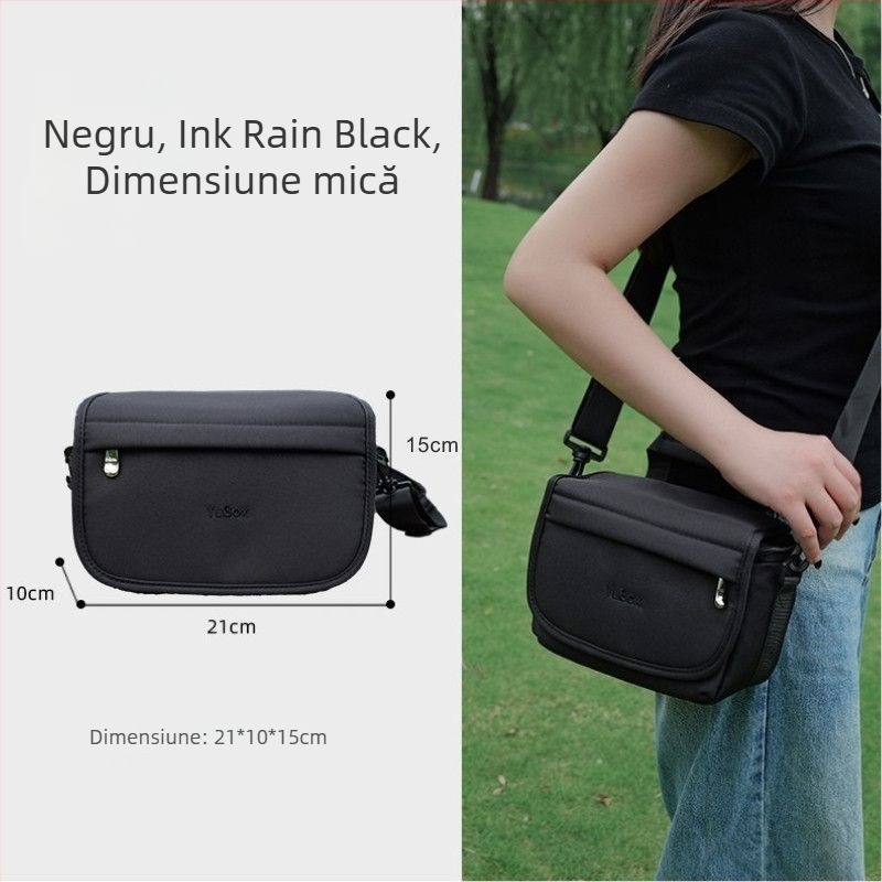 Geantă pentru cameră cu curea crossbody, material PU, stil geantă de mână, compatibilă cu Canon R50, Sony ZV-E10 și Fujifilm mirrorless, lansare primăvara 2025, pentru depozitare acasă.