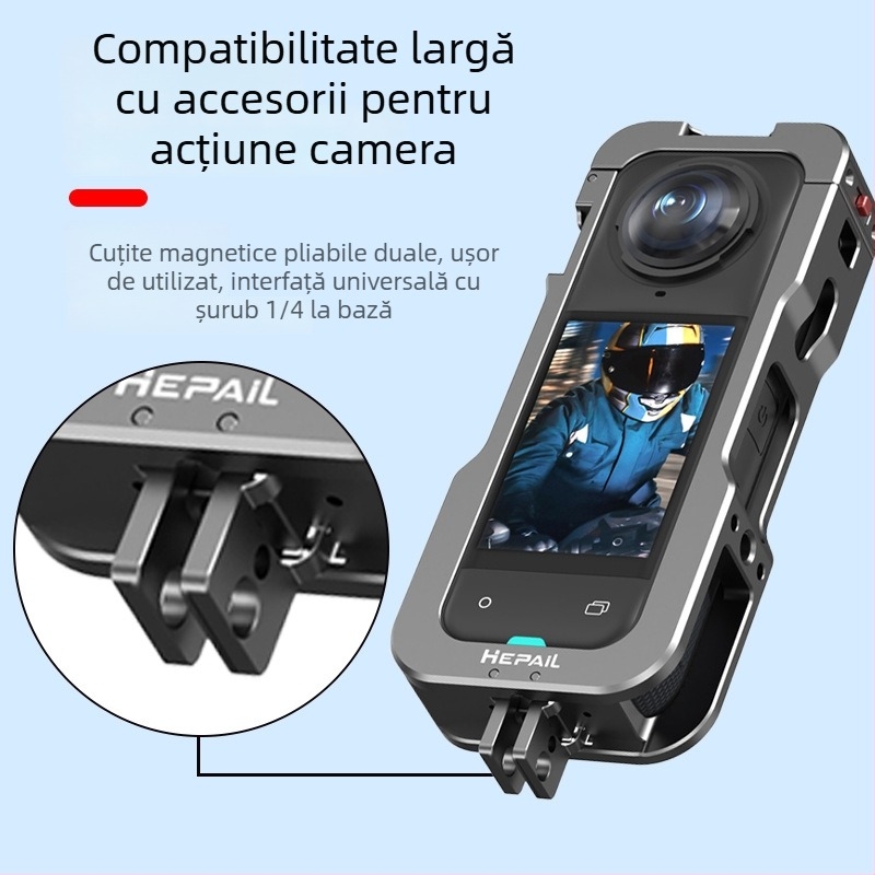 Ramă de protecție Insta360 X5 – aliaj de aluminiu, model AC-81, compatibil cu Shadowstone Insta360 X5; include cușcă metalică pentru iepuri și cutie de ambalaj
