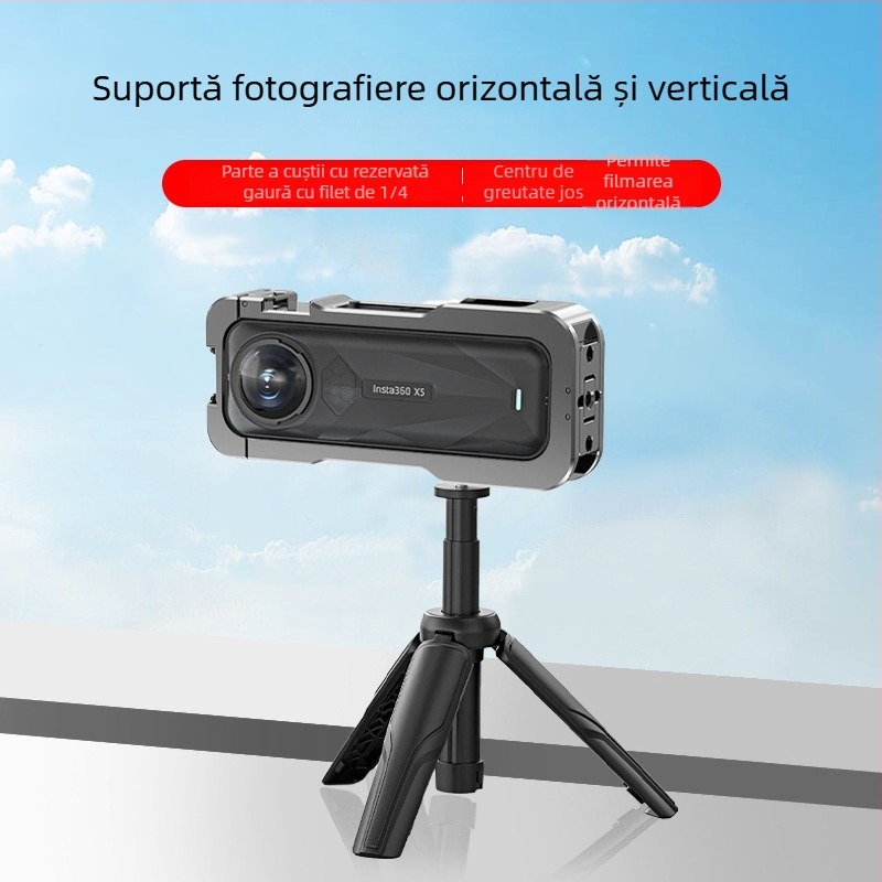 Ramă de protecție Insta360 X5 – aliaj de aluminiu, model AC-81, compatibil cu Shadowstone Insta360 X5; include cușcă metalică pentru iepuri și cutie de ambalaj