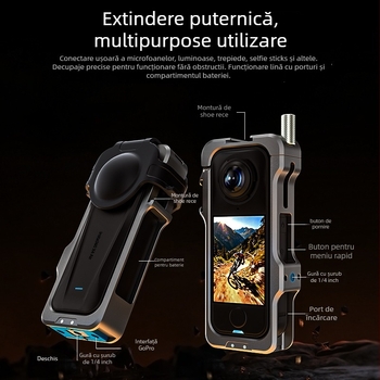 Hepail cadru metal din aliaj de aluminiu pentru Insta360 X4 Air – cadru de protecție extensibil