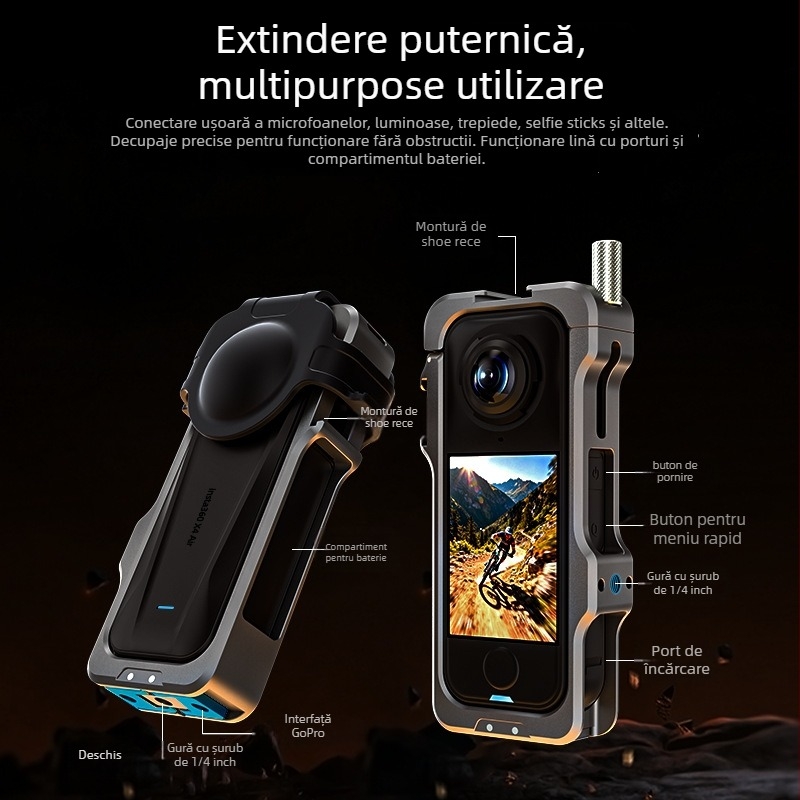 Hepail cadru metal din aliaj de aluminiu pentru Insta360 X4 Air – cadru de protecție extensibil