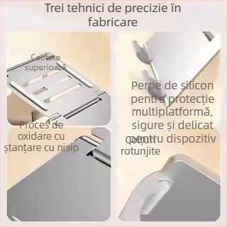 Suport 3 în 1 pentru laptop și telefon mobil, aliaj de aluminiu, pliabil, greutate 360 g