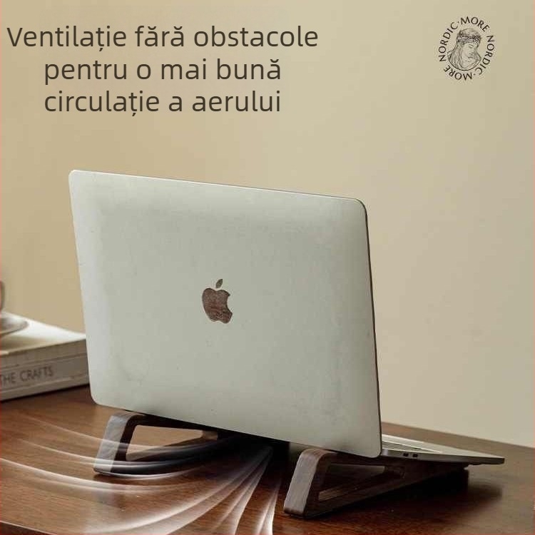 Suport pentru laptop din bambus pentru birou – creștere înălțime, portabil, mini suport pentru tabletă