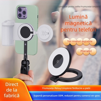 Lumină de fill magnetică pliabilă pentru smartphone – model H22A, sub 10W, 5V, compatibil cu iPhone 12/13/14