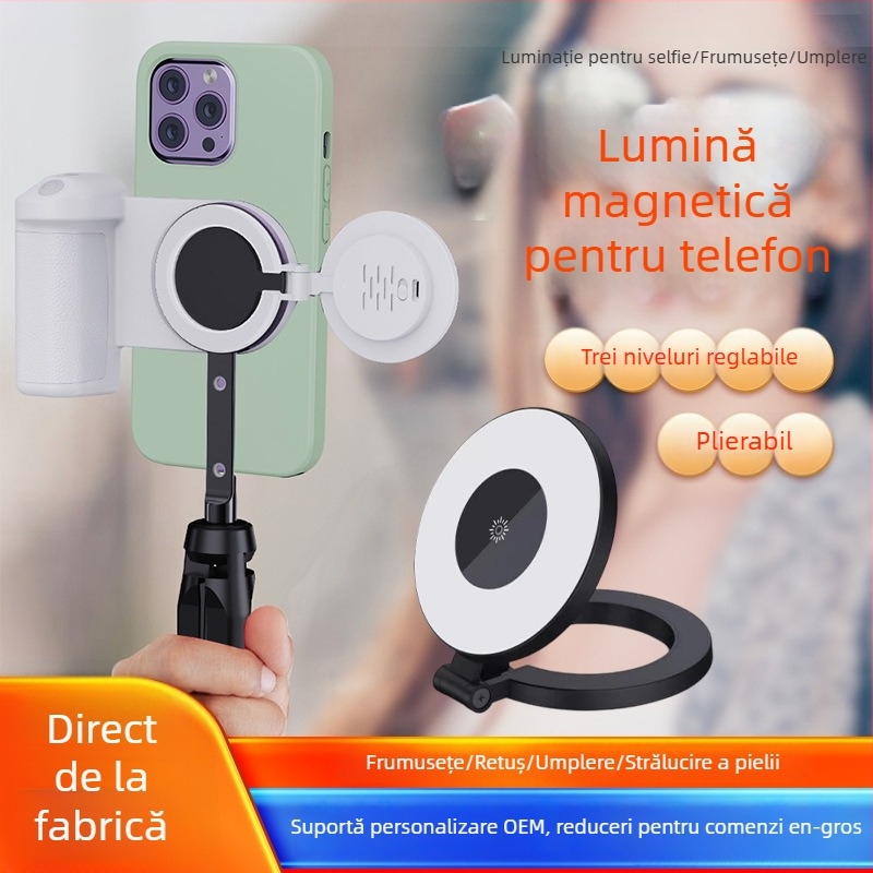 Lumină de fill magnetică pliabilă pentru smartphone – model H22A, sub 10W, 5V, compatibil cu iPhone 12/13/14