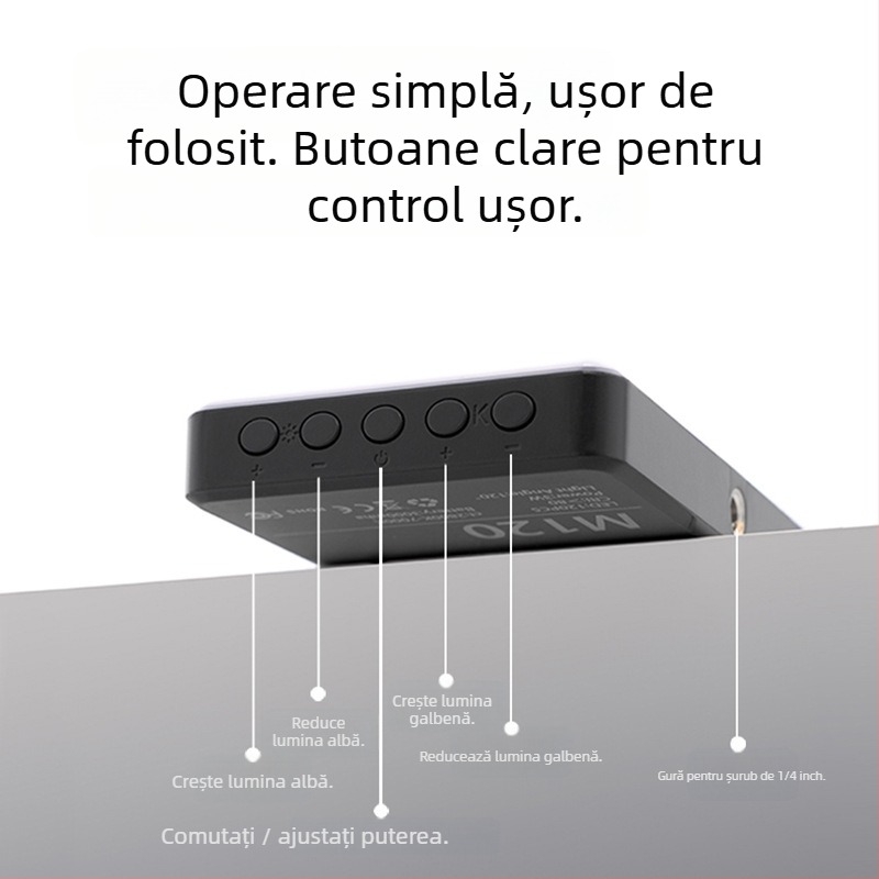 Lumină de umplere mini cu suport magnetic, iluminare portabilă pentru fotografie și live streaming, Model M120, 5W, 3.7V baterie încorporată