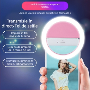 Lumină LED pentru selfie pentru telefon – design rotund, baterie încorporată, 1W, 5V, model 1-2S