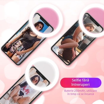 Lumină LED pentru selfie pentru telefon – design rotund, baterie încorporată, 1W, 5V, model 1-2S