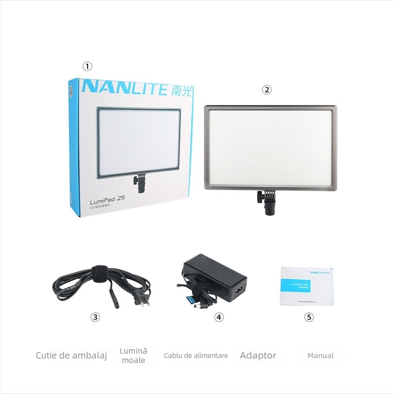 Lampă de fotografiat digitală pentru iluminare de umplere cu temperatură de culoare bi-color, 15–24V, LED 25.6W, 3200–5600K
