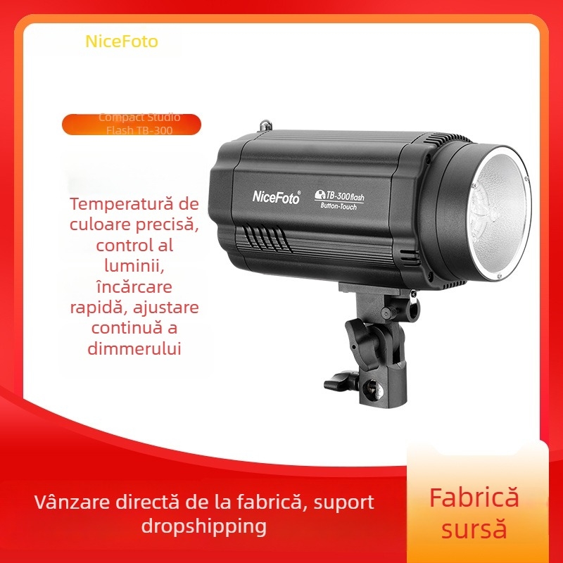 TB-300 Flaş fotografic portabil de la Nicefotonice — Model TB-300, intensitate reglabilă, sursă de alimentare independentă