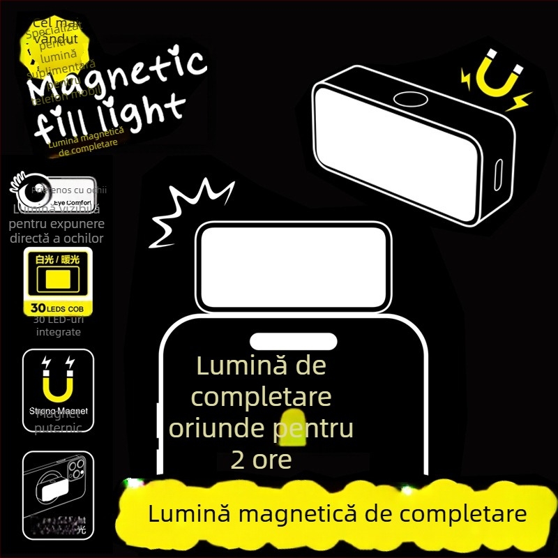 Lumină LED magnetică pentru conferințe video și fotografie - Model M-8, 3,7V, sub 10W, 3 temperaturi ale culorii, personalizarea logo-ului, utilizare verticală