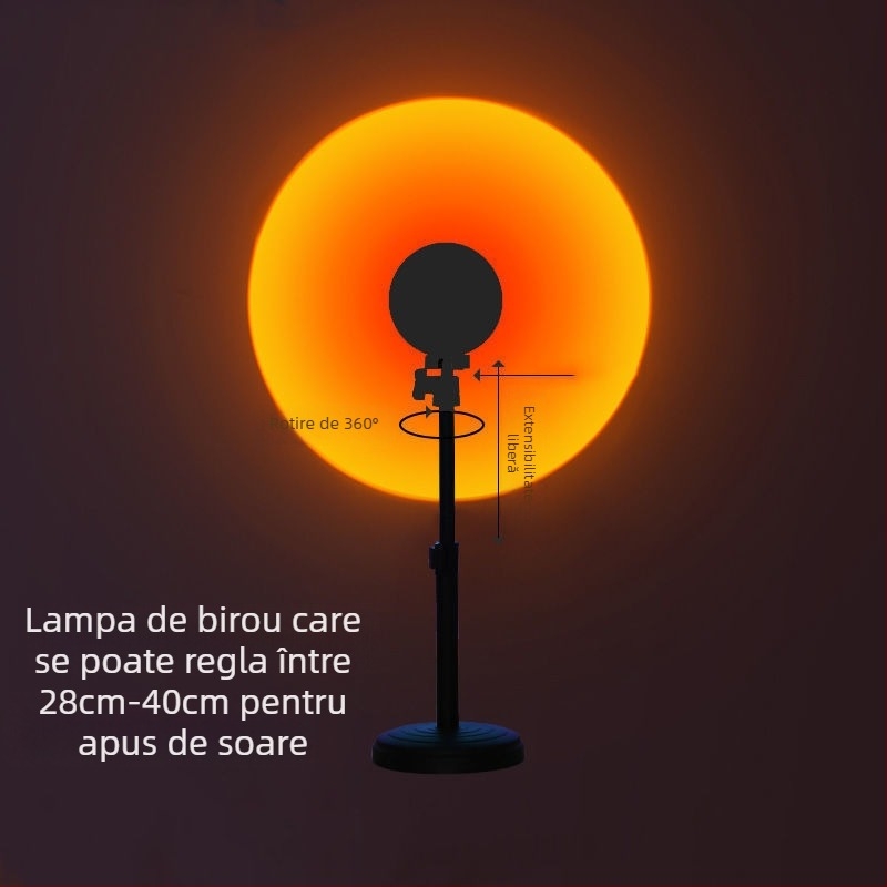 Lampă reglabilă de apus - alimentare USB, montaj pe perete, lampă de atmosferă pentru dormitor, non-smart