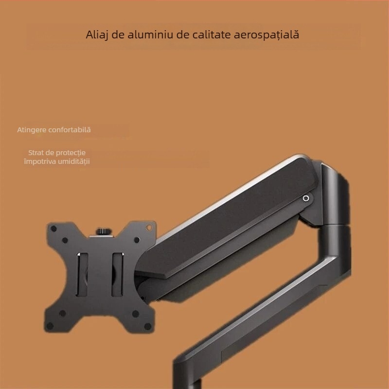 Suport monitor cu gaz și braț rotativ mecanic, suport desktop pentru afișaj, tip ridicare. Material: fier + aliaj de aluminiu + plastic; Greutate: 2,0 kg; Model: braț unic cu gaz.