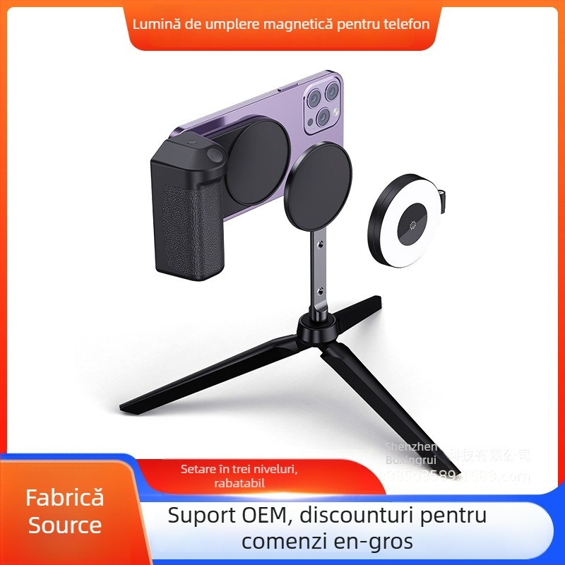 Lampa LED magnetică pliabilă pentru telefon, temperatură de culoare reglabilă 2500-9900K, <10W, 5V, compatibilă cu iPhone 12/13/14