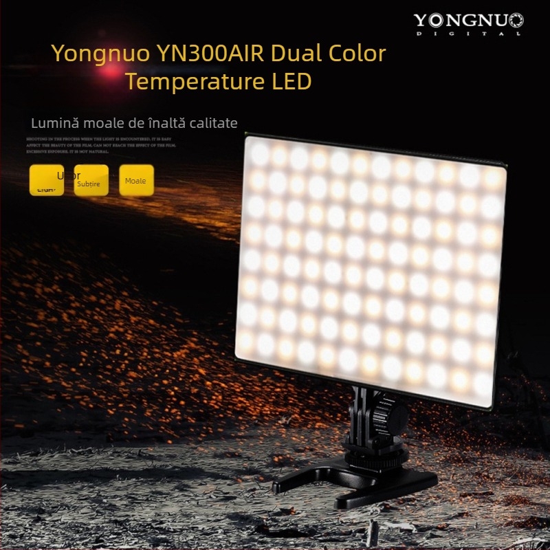 YONGNUO YN300Air Lumină LED portabilă pentru fotografie, 5600K, 18W, reglabilă, cap E14