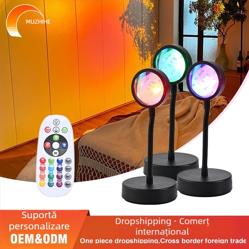 Lampă de proiecție ambientală cu Bluetooth, control prin aplicație, telecomandă, reglaj de luminozitate, alimentare USB 5V