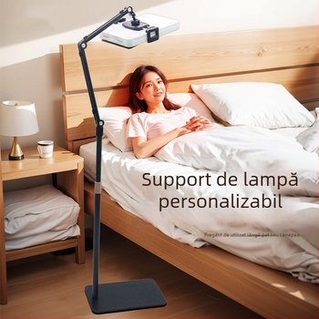 Suport podea pentru lampă de înfrumusețare din aliaj de aluminiu, lampă cu panou plat, suport reglabil pentru iPad, model PY-B09, stil lift, compatibil cu iPad/iPhone/iPod touch