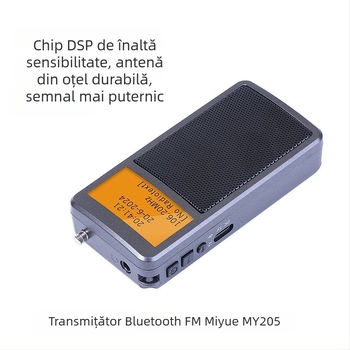 Transmițător Bluetooth portabil My205, radio FM stereo, reglaj digital, baterie litiu, 2 canale