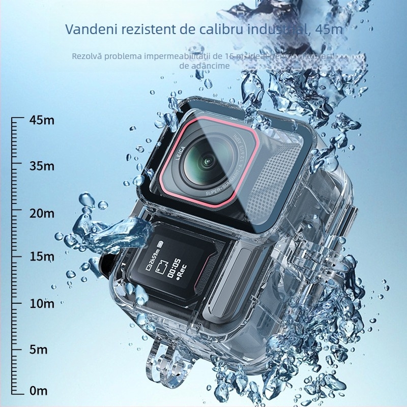 Carcasă impermeabilă Insta360 Ace Pro2 pentru cameră de acțiune — sticlă temperată, compatibilă cu Insta360 Ace, filmare sub apă