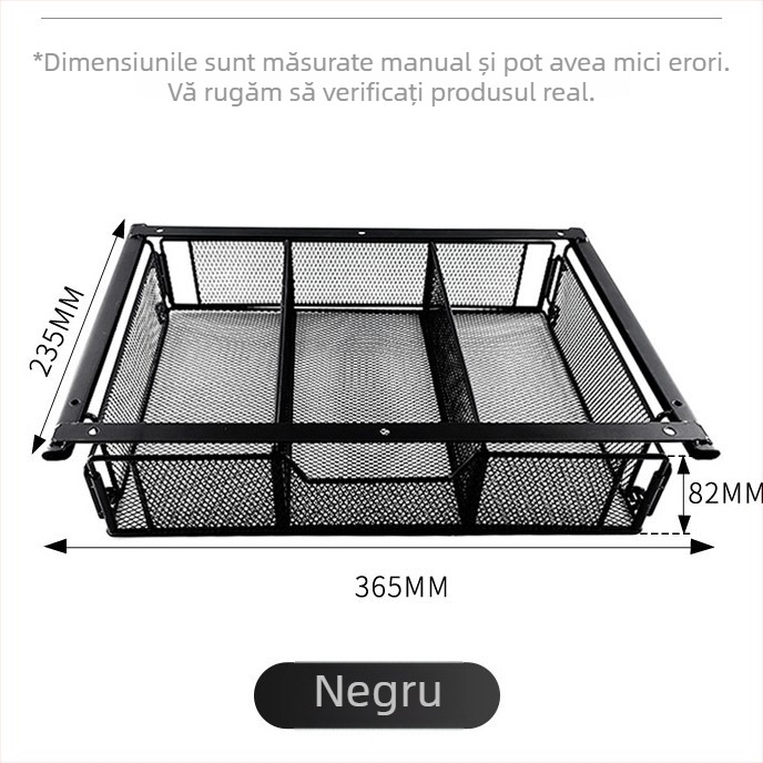 Raft sub birou, pliabil, multifuncțional, oțel-carbon, montaj pe masă, 1 nivel