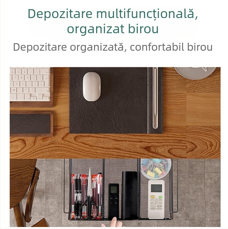 Raft sub birou, pliabil, multifuncțional, oțel-carbon, montaj pe masă, 1 nivel