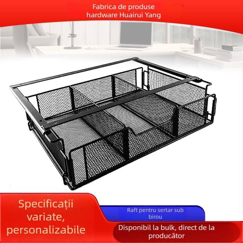 Raft sub birou, pliabil, multifuncțional, oțel-carbon, montaj pe masă, 1 nivel