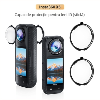 Lentilă de protecție din sticlă optic pentru Insta360 X5 – anti-ceață, anti-murdărire, anti-zgârieturi; Material: Sticlă Optică