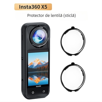 Lentilă de protecție din sticlă optic pentru Insta360 X5 – anti-ceață, anti-murdărire, anti-zgârieturi; Material: Sticlă Optică