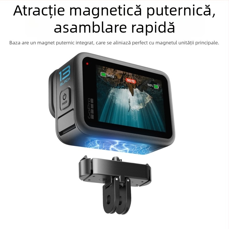 GoPro HERO13 bază magnetică pentru eliberare rapidă cu două gheare din aliaj