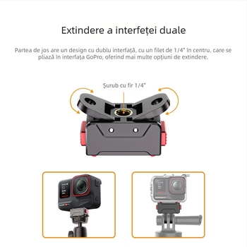 KC-01 Bază magnetică cu eliberare rapidă pentru insta360 Ace/AcePro cu adaptor GoPro de 1/4 inch — aliaj de aluminiu, silicon, ABS