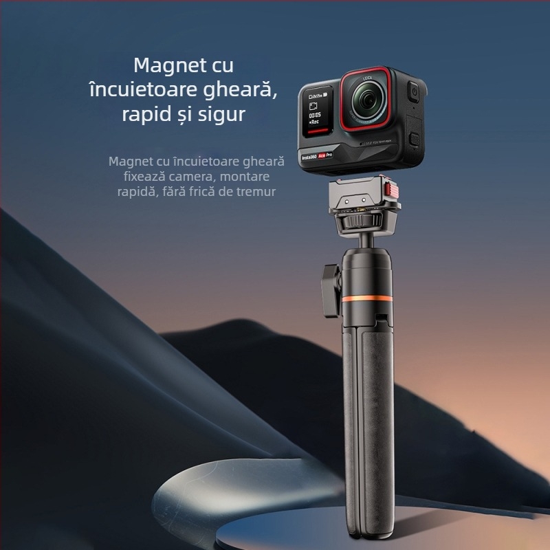 KC-01 Bază magnetică cu eliberare rapidă pentru insta360 Ace/AcePro cu adaptor GoPro de 1/4 inch — aliaj de aluminiu, silicon, ABS