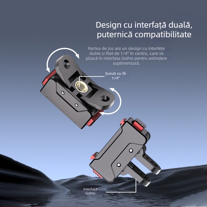 KC-01 Bază magnetică cu eliberare rapidă pentru insta360 Ace/AcePro cu adaptor GoPro de 1/4 inch — aliaj de aluminiu, silicon, ABS