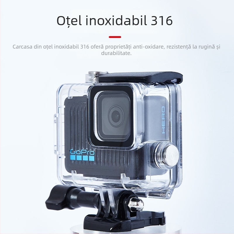 GOPRO HERO 4K Carcasă rezistentă la apă A-GPH-WC – Material: policarbonat + sticlă securizată, Logo personalizabil, Include: husă, bază, T-bolt, șervețel cu alcool, folie antifog