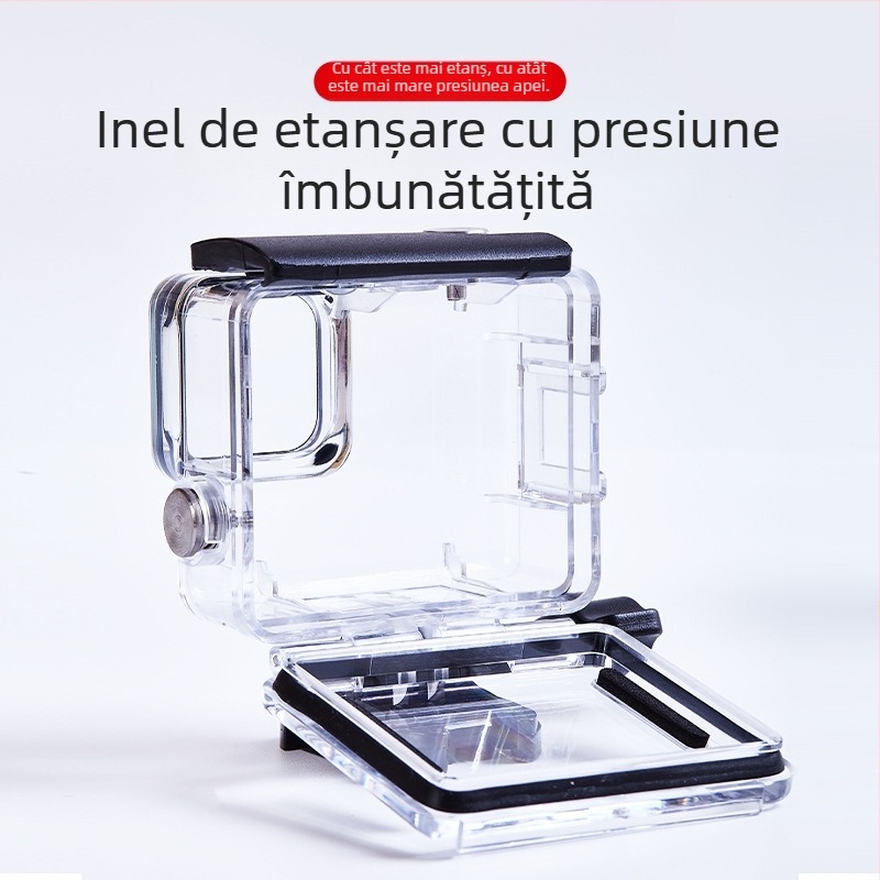 GOPRO HERO 4K Carcasă rezistentă la apă A-GPH-WC – Material: policarbonat + sticlă securizată, Logo personalizabil, Include: husă, bază, T-bolt, șervețel cu alcool, folie antifog